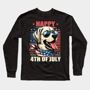 USA Happy 4th of July Patriotic American Labrador Retriever Long Sleeve T-Shirt